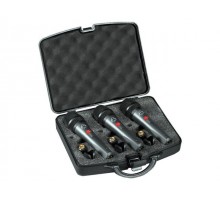 Wharfedale DM5S3 Super Cardioid Dynamic Microphone 3 pack in case, with clips
