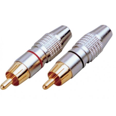 SoundKing RCAPMCBRH 2 PACK RCA-M Plug - Black & Red. Deluxe Metal