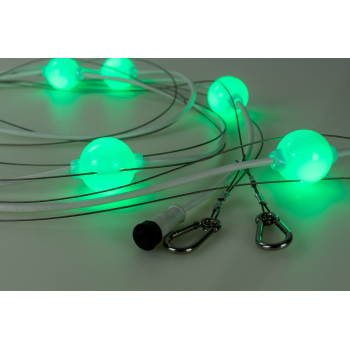 PIXBALLS2 - IP65 5m string with twin catenary wire - 0.5m spacing (10 x 1.5W) RGB, 46mm ball. PSU and other accessories required, 15W per string
