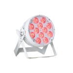 PAR12X12W - White Chassis LED Flat Propar Hex 12 x 12W RGBWAU, Power-con In and Out. 30 deg.