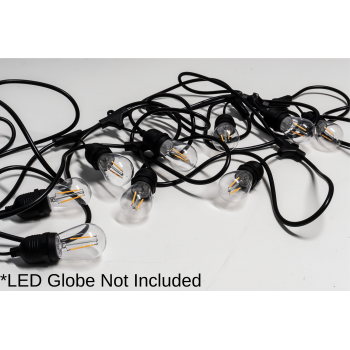 FES10 - Festoon String - IP44 , 10m string with 0.9m spacing - E27 base - Front to 1st Socket, 0.5m - Last socket to end, 0.5m