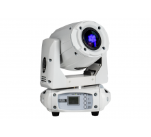 LM75W - Mini Moving Head Spot - 1 x 75W White LED, 13.5° beam angle, 8+ colour wheel, 6+ rotating gobo wheel, 3 facet prism - (WHITE CHASSIS)