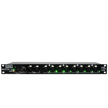 SPLIT124 - 1 In and 4 Out and 1 Through - Optical  DMX splitter, both 5 and 3 pin XLR on all I/O, rack mountable
